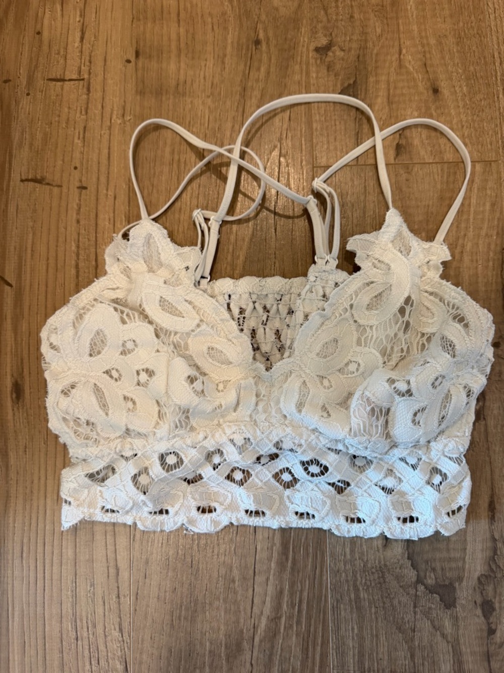 Lace Bralette Crop Top in Off-White